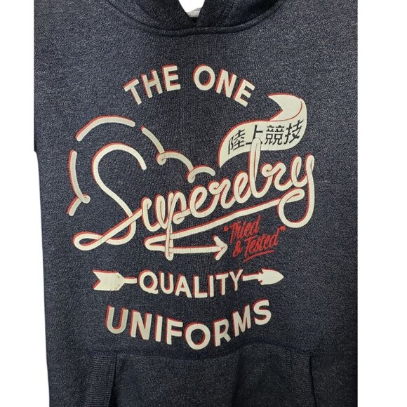 Superdry Grit Tab Vtg Hoodie Pullover With Drawstrings Navy Blue Large - Picture 5 of 14